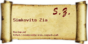 Simkovits Zia névjegykártya
